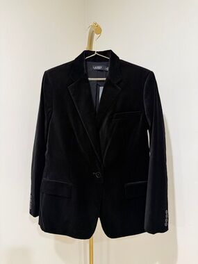 Lauren Ralph Lauren Black Velvet Single-Button Suit Jacket